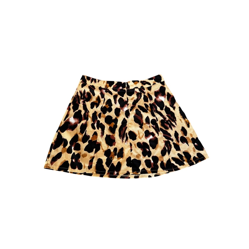 PrettyLittleThing Leopard Print Mini Skirt Tan Black Animal Print Size 12